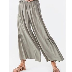 Shirred Wide-Leg Pants
